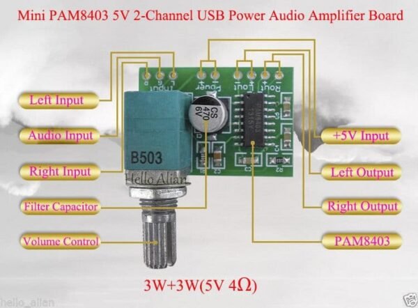 Kit Modul Ampli Mini 3W PAM8403 Amplifier HiFi Stereo PAM 8403 Volume - Gambar 3