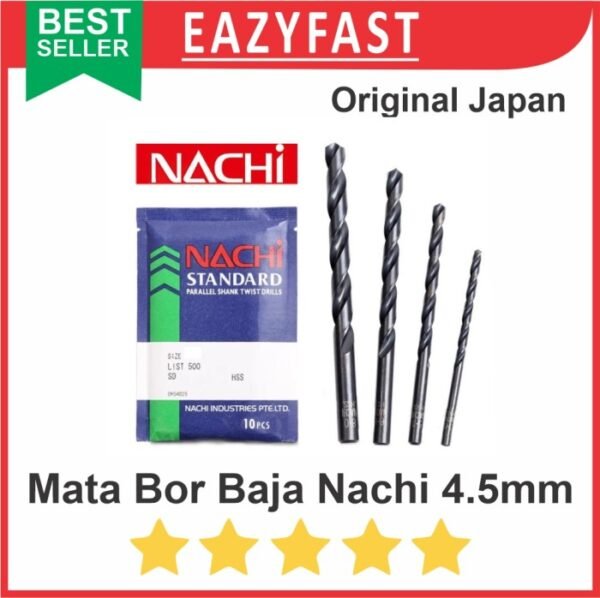 Mata Bor Besi Baja Nachi 4.5mm 4.5 mm Original Japan HSS Steel Drill