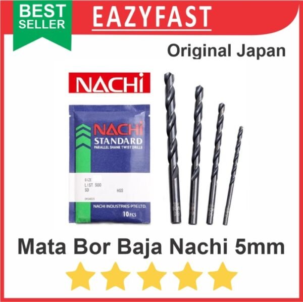 Mata Bor Besi Baja Nachi 5mm 5 mm Original Japan HSS Steel Drill