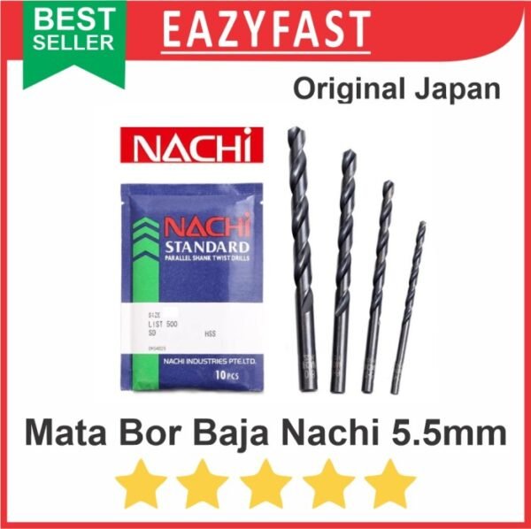 Mata Bor Besi Baja Nachi 5.5mm 5.5 mm Original Japan HSS Steel Drill