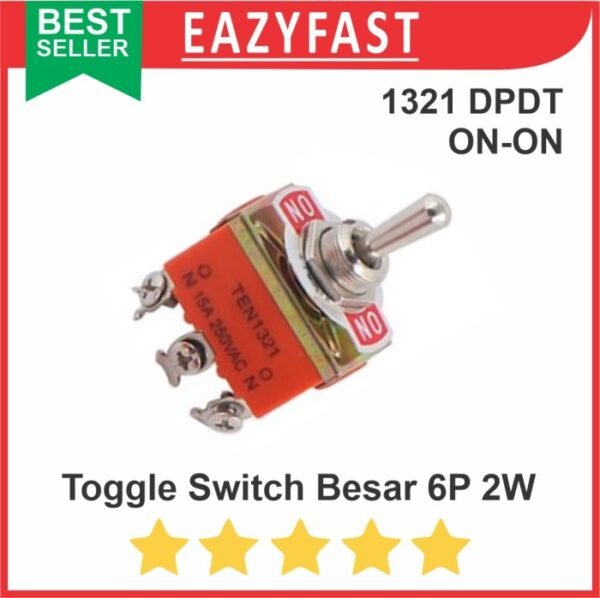 Saklar Toggle Switch 1321 Besar 6 Pin Kaki 2 Posisi 6P 2 Way ON ON OFF