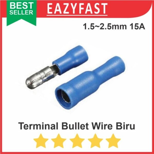 Bullet Wire Blue Connector Terminal Cable Skun Plug Banana Kabel Cucuk