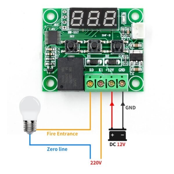 Thermostat W1209 12V DC Incubator Inkubator Atur Suhu Otomatis 1209 - Gambar 3