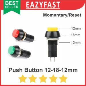 Push On Switch Button 12mm Momentary Reset Saklar Tekan 12 mm 18mm 18
