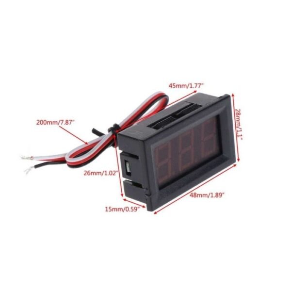 Voltmeter Digital DC 0.56" Inch 3 Kabel Wire Volt Meter Red Green Blue - Gambar 2