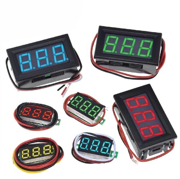 Voltmeter Digital DC 0.56" Inch 3 Kabel Wire Volt Meter Red Green Blue - Gambar 3