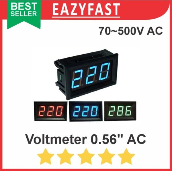 Voltmeter Digital AC 0.56" Inch Listrik PLN 220V 220 Volt Meter 2 Wire