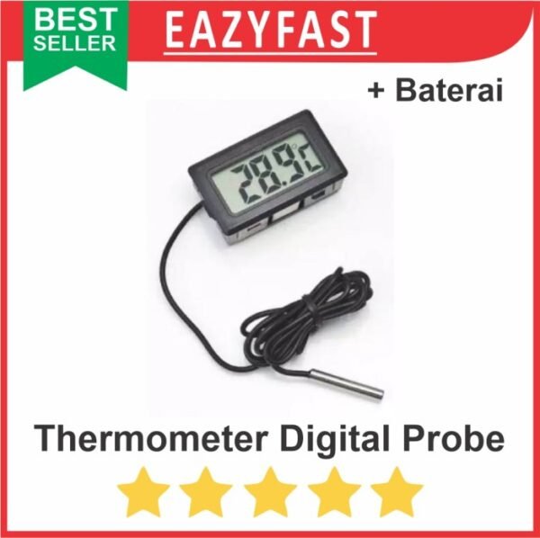 Thermometer Digital + Kabel Sensor Waterproof Probe Termometer Suhu