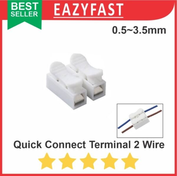 Quick Connect 2 Wire Connector Spring Terminal Sambungan Kabel Listrik