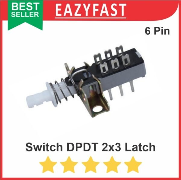 Push Button Switch Saklar DPDT 2x3 Latch Toggle Lock Spring Efek Gitar