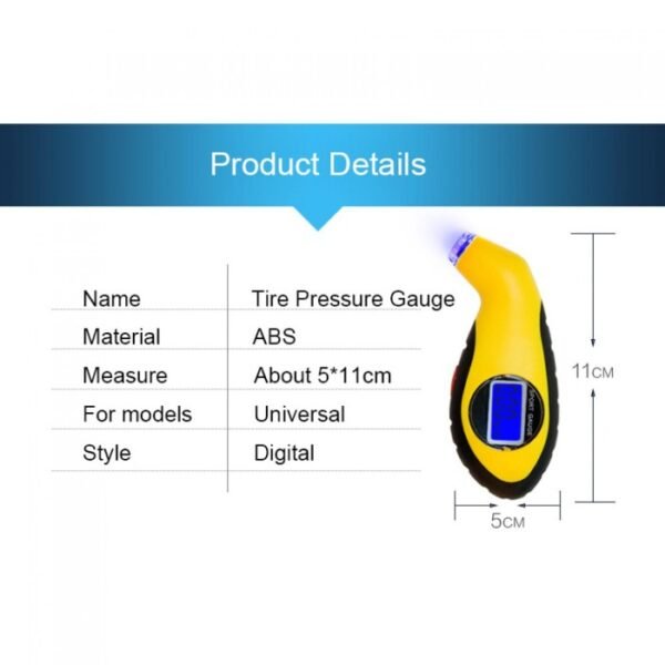 Ukur Tekanan Angin Ban Digital Tire Gauge Air Pressure Baro Mano Meter - Gambar 3