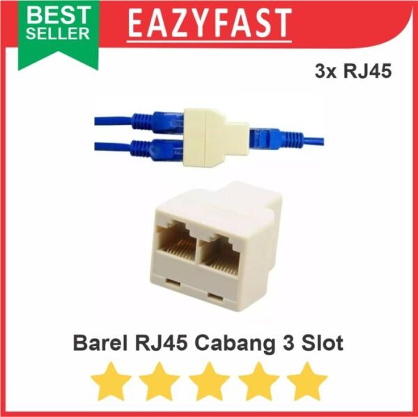 Barel RJ45 RJ 45 Female Double Cabang 2 3 Slot Sambungan Kabel LAN UTP