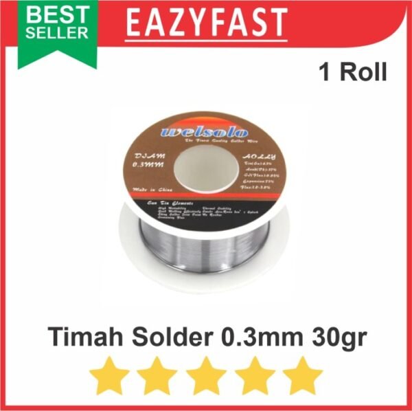 Timah Solder dia diameter 0.3mm 30gr untuk IC SMD HP Gulung Roll