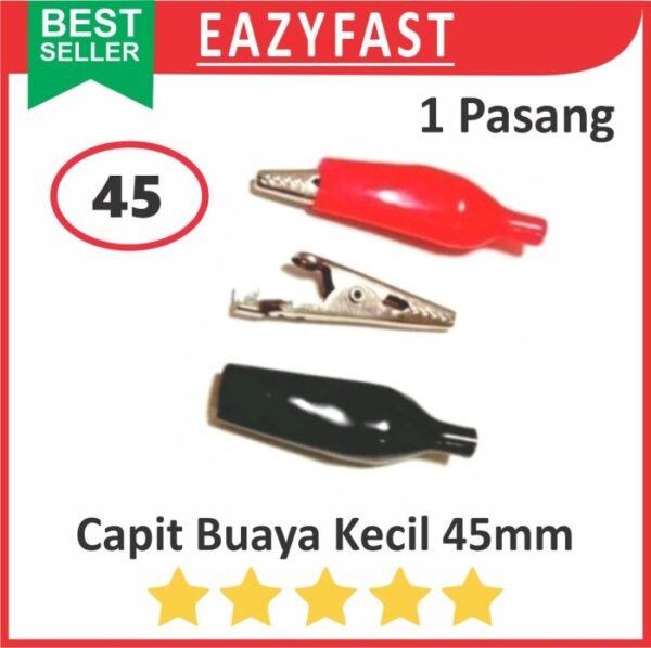 Capit Buaya Besar 45mm Jepit Kabel Listrik 1 Set Pasang hitam merah