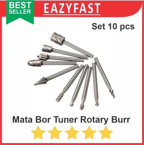 Mata Bor Tuner Bit Die Grinder Engraver Rotary Burr Tungsten Set 10