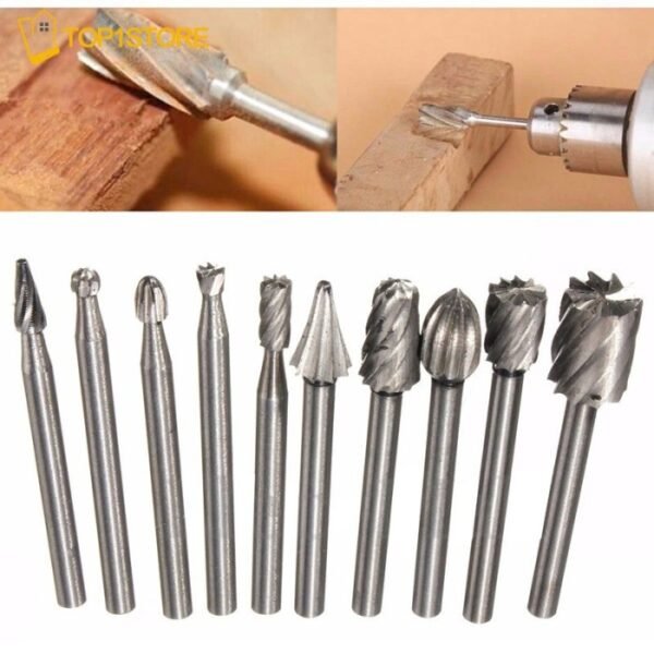 Mata Bor Tuner Bit Die Grinder Engraver Rotary Burr Tungsten Set 10 - Gambar 3