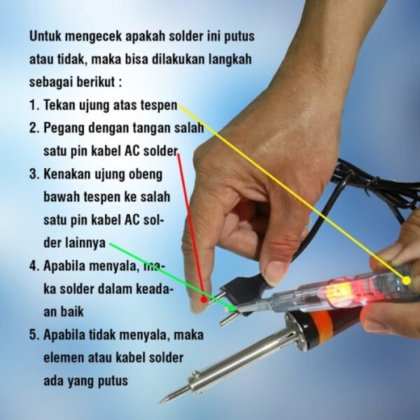 Tes Test Pen Tespen AC DC Voltage Tester Wire Detector Kabel Putus - Gambar 3