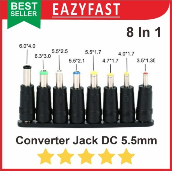 Converter Jack DC 5.5mm to 8 Set Pcs Adapter Laptop Universal 5.5 mm