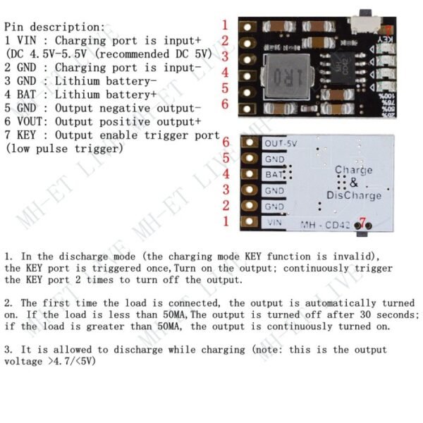 MH-CD42 Charge Discharge Module Baterai Li-Ion 18650 TP4056 BMS 5V 2A - Gambar 3