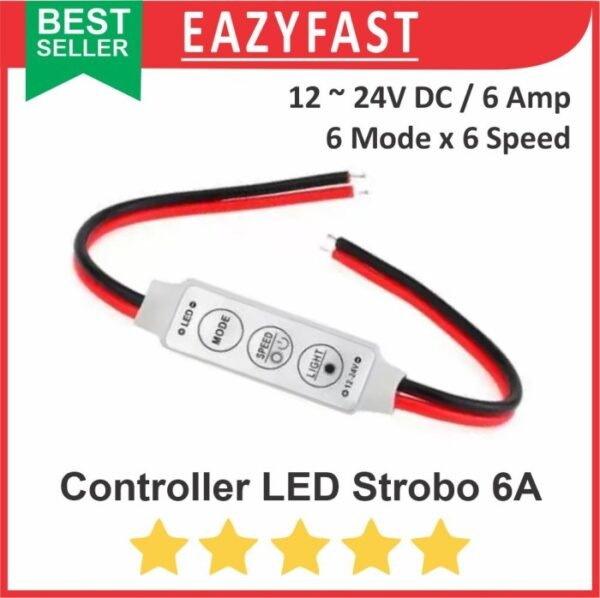 Controller LED Strip 6A DC 12V 24V PWM Dimmer Lampu Mode Strobo Kedip