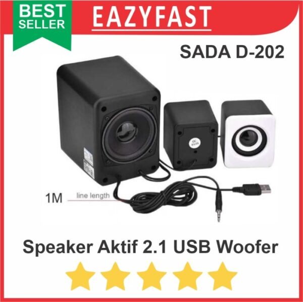 Speaker Aktif USB 2.1 SADA D-202 Sub Woofer Subwoofer Bass PC Laptop