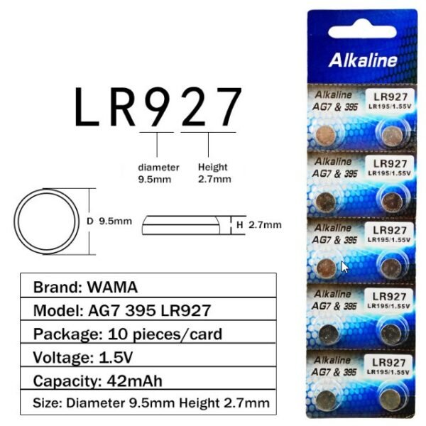 Baterai LR927 AG7 395 1.55v Jam Tangan Kancing Coin Button Battery - Gambar 2