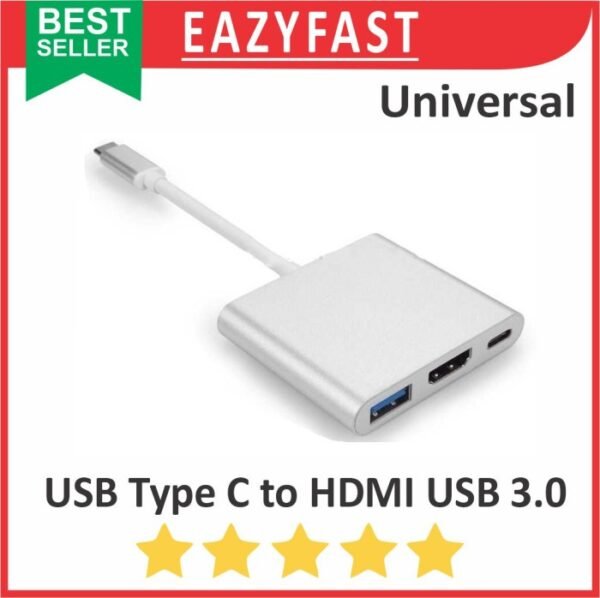 Converter Adapter OTG USB Type C to HDMI USB 3.0 Type A Data Fast Charge PD Cable Kabel Konverter Universal