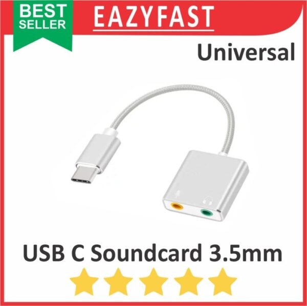 Converter Adapter USB Type C to Jack Socket Audio Aux Mic 3.5mm Soundcard Sound Card Headset 3.5 mm Konverter Universal MU1