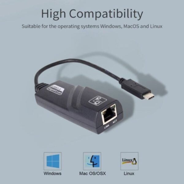 Converter Adapter OTG USB Type C to Ethernet LAN RJ45 100Mbps Cable Kabel Konverter Universal Apple Mac iPhone - Gambar 2