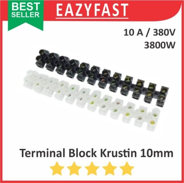 Terminal Block Krustin 10mm 10A Panel Listrik PLN Terminal Screw Cable Blok 10 mm A Sambungan Kabel