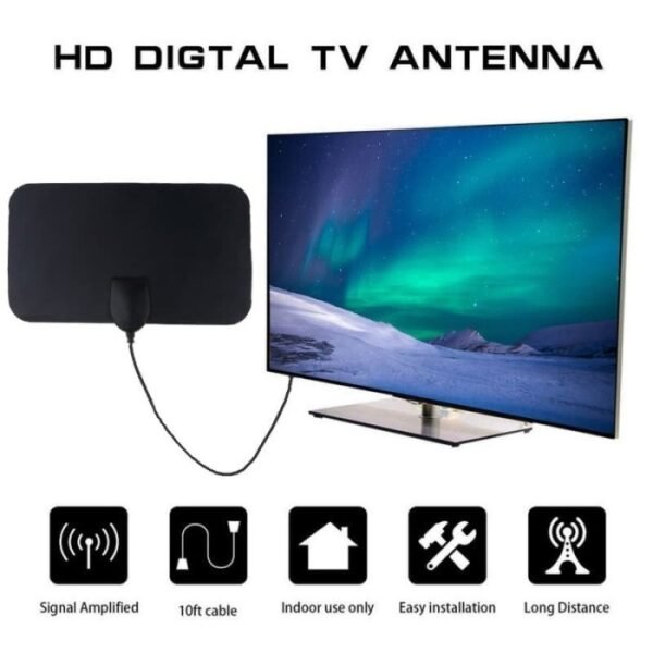 Antenna TV Digital HDTV DVB-T2 Slim Flat Antena Indoor Tempel VHF UHF - Gambar 2