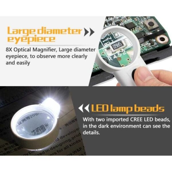 Kaca Pembesar Servis Lampu LED LUP Zoom 8x Service HP Solder Komponen - Gambar 4