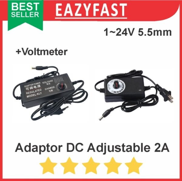 Adaptor DC Adjustable 2A 5.5mm 2 A Ampere PSU Power Supply Trafo