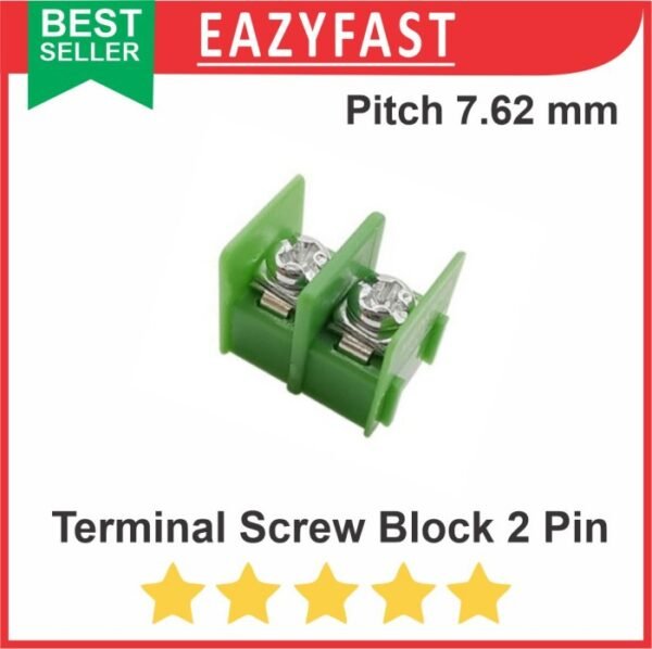 Terminal Screw Block 7.62mm 2 Pin Kaki 2P 7.62 7.5 mm PCB Skrup Kabel