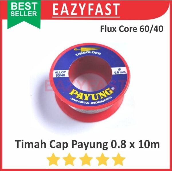 Timah Solder Cap Payung 0.8mm 10m Flux Core 60/40 Tin Tinol Gulung Roll Rol Kecil 10 meter 0.8 mm