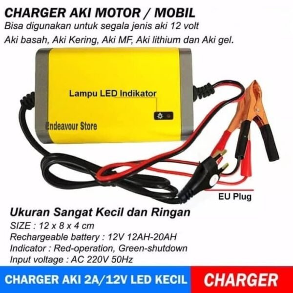 Charger Charge Casan Aki Motor Accu 12v 2A Portable Otomatis - Gambar 3