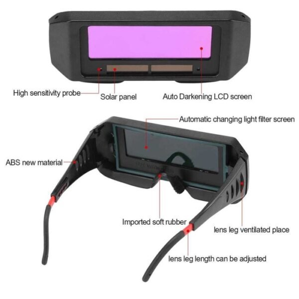 Kacamata Las Otomatis Auto Dark Darkening Welding Google Kaca Mata - Gambar 2