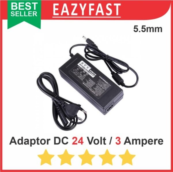 Adaptor DC 24V 3A 5.5mm 24 V Volt 3 A Ampere PSU Power Supply Trafo