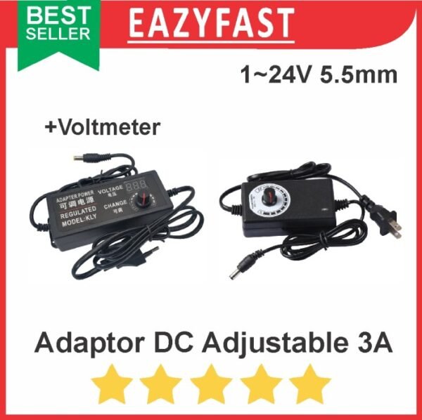 Adaptor DC Adjustable 3A 5.5mm 3 A Ampere PSU Power Supply Trafo