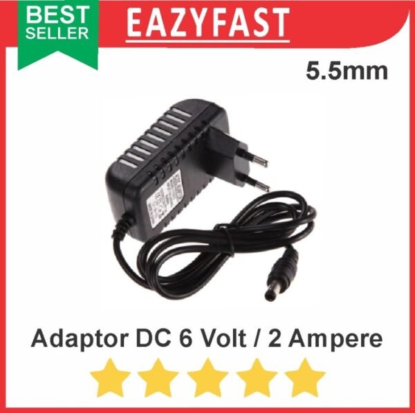 Adaptor DC 6V 2A 5.5mm 6 V Volt 2 A Ampere PSU Power Supply Trafo