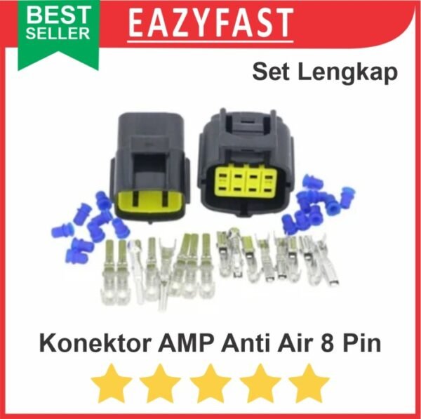 Konektor AMP 8p 8 Pin Kaki Waterproof Connector Anti Air Socket Kabel