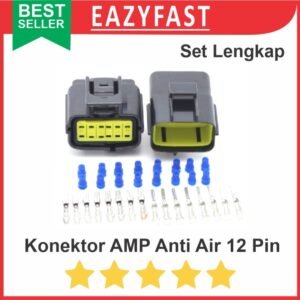 Konektor AMP 12p 12 Pin Kaki Waterproof Connector Anti Socket Kabel