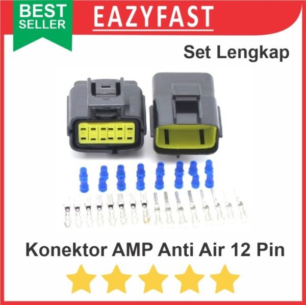 Konektor AMP 12p 12 Pin Kaki Waterproof Connector Anti Socket Kabel