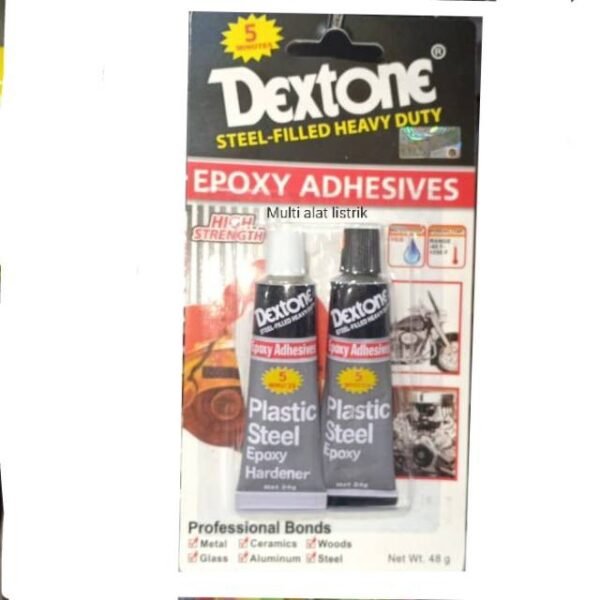 Lem Besi Epoxy Campur AB Dextone 48gr Plastic Steel High Temp Suhu Tinggi Dempul Kapal Hitam Putih Abu Aduk - Gambar 3