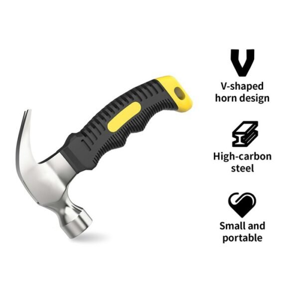 Palu Mini Kambing Kecil Portable Cebol Pendek Claw Hammer Besi Steel - Gambar 2