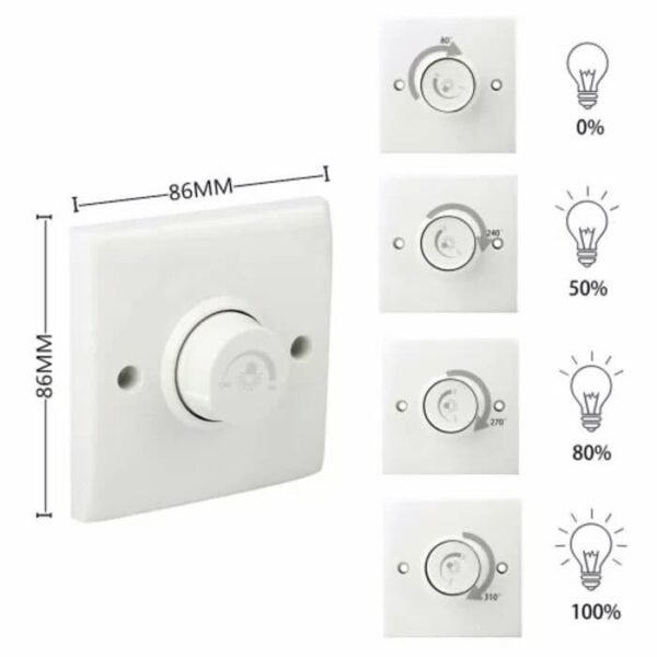 Dimmer Saklar Lampu 220V 600 W Watt AC Potensio SCR PWM Dimer PLN 600W - Gambar 2