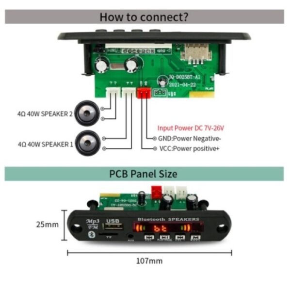 Kit MP3 Audio Player D025BT Board USB BT Bluetooth FM Ampli Amplifier - Gambar 3