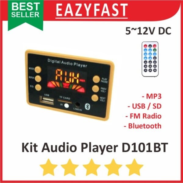 Kit MP3 Audio Player D101BT Board USB BT Bluetooth FM Ampli Amplifier