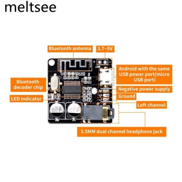 Modul Bluetooth Audio Receiver VHM 314 BT 5.0 Stereo AUX Module Board - Gambar 4