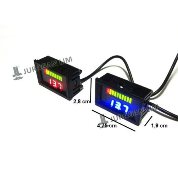 Dual Voltmeter Digital Level Kapasitas Baterai Aki Batre Motor Mobil - Gambar 3